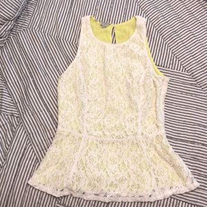 Lace and lime green peplum tank by Guess